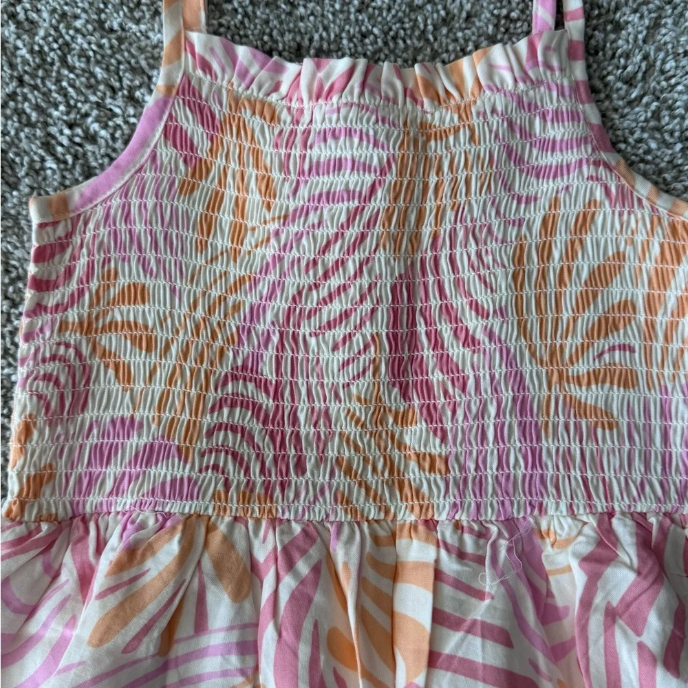 Girls Tiered Dress Smocked Summer Dress Ruffle Sleeveless Dress Size Small 6x - Picture 3 of 8